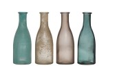 Hakbijl Glass Flesvaasset 4-delig Ø6xh18cm blauw/grijs
