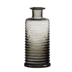 Hakbijl Vase bouteille en verre côtelé Ø9,5xh21,5cm gris