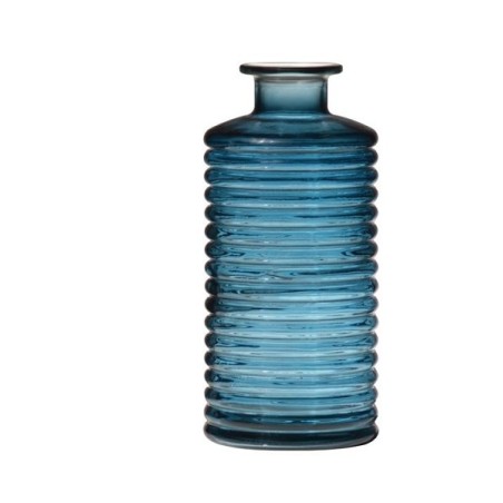 Hakbijl Glass Flesvaas geribbeld Ø9,5xh21,5cm grijs