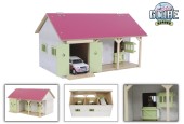 Kids Globe paardenstal met 2 boxen en berging 1:32 34x22x19cm roze (exclusief accessoires)