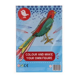 Colorie et réalise ta propre figurine d'oiseau 24x17cm