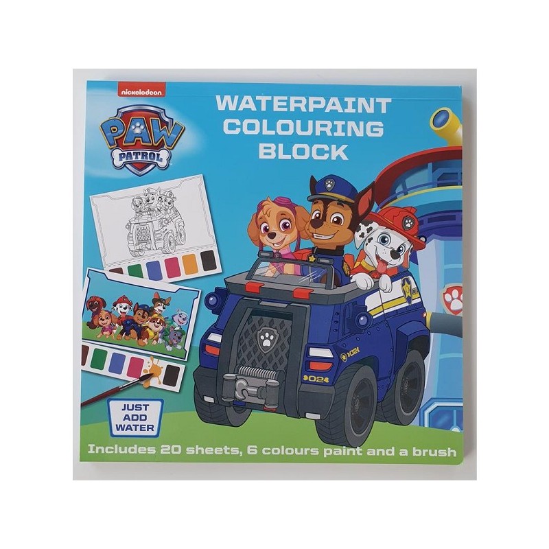 Paw Patrol Waterverfblok 20 vel 20x20cm