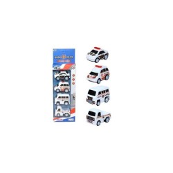 Voiture de police Ambulance 5,5cm lot de 4 pièces à tirer