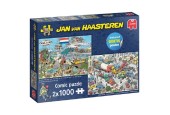 Jumbo Jan van Haasteren puzzel Verkeerschaos & ter land, ter zee en in de lucht (2X 1000 Stukjes)