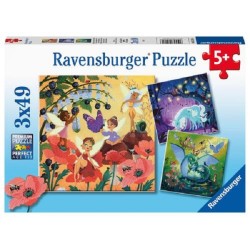Ravensburger puzzle Licorne, Dragon et Fée 3x49 pièces
