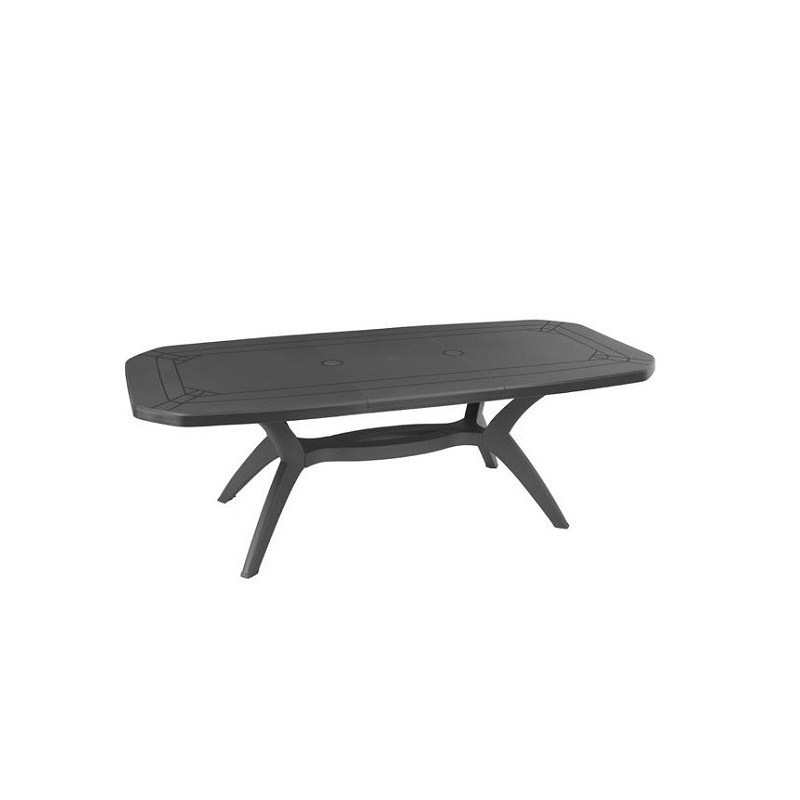Grosfillex Ibiza tafel uitschuifbaar 165/220x100cm Antraciet met kruisonderstel