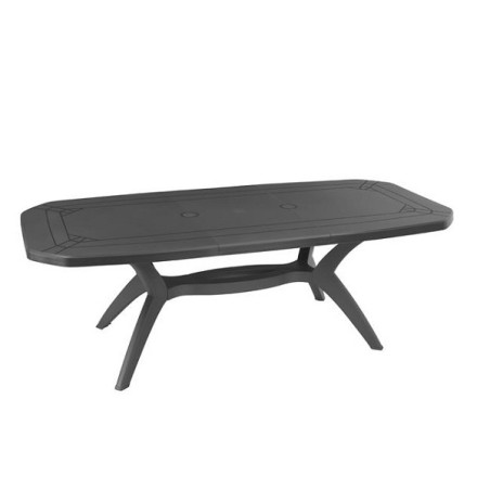 Grosfillex Ibiza tafel uitschuifbaar 165/220x100cm Antraciet met kruisonderstel