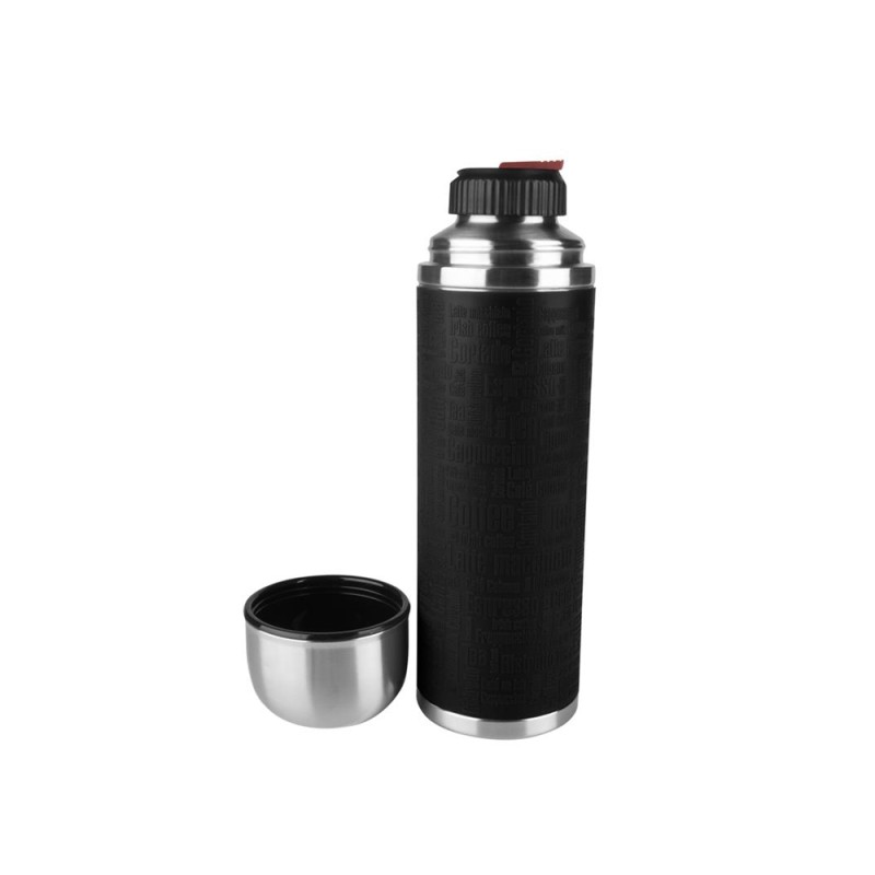Emsa Senator Isoleerfles, Safe Loc, 1,0 L RVS - siliconen sleeve/zwart