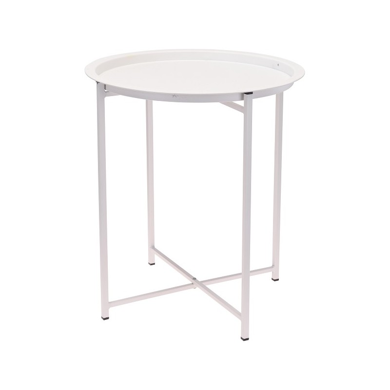Table d'appoint métal Ø46xh52,5cm blanc mat