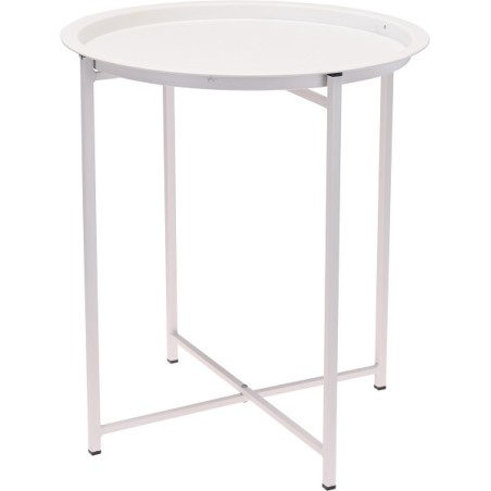 Table d'appoint métal Ø46xh52,5cm blanc mat