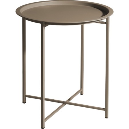 Bijzettafel metaal Ø46xh52,5cm mat taupe