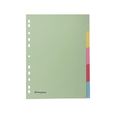 Onglets Pergamy A4 carton pastel 11 anneaux 5 onglets