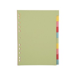 Pergamy Tabblad A4 Pastel Karton 11-rings 10-tabs