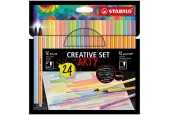 Stabilo Arty Creative set Pen 68/Point 88 étui de 24 couleurs, 12 feutres et 12 fineliners