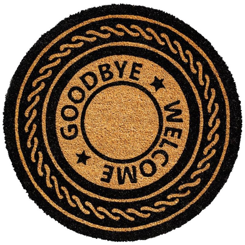 Deurmat Welcome goodbye kokos Ø60cm