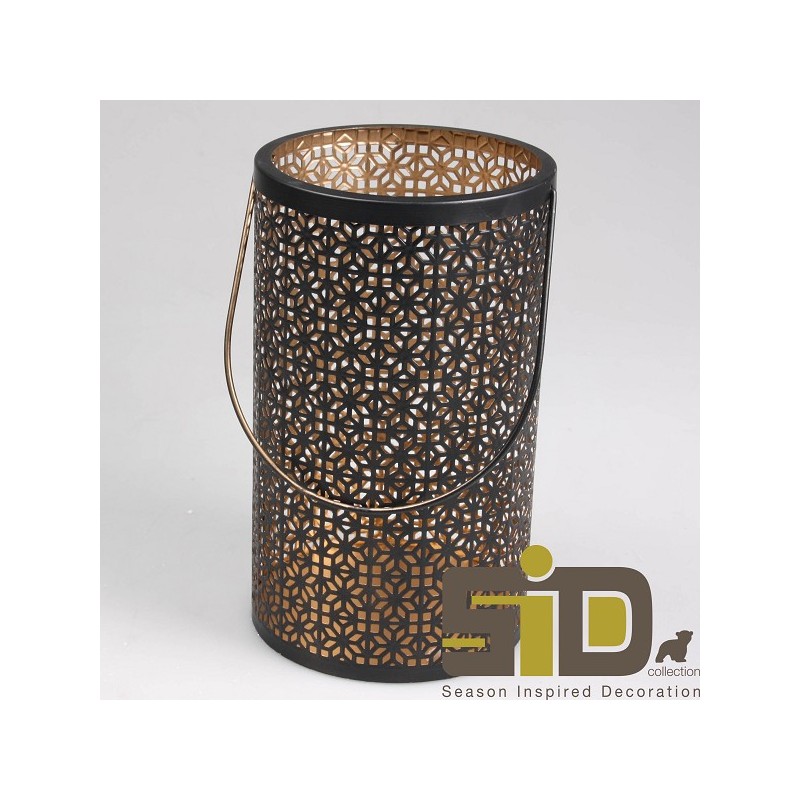 Stormlamp  17x17x30cm zwart/goud