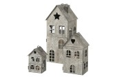 Boltze Home Lantaarn Kalana- in de vorm van een Huis- 3-delig -9x8x12/12x10x20/15x15x34cm