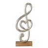 Boltze Home Image Clé de musique en métal sur socle en bois de manguier 15x6x38cm
