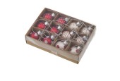 Boltze Home Set de boules de Noël verre rouge/blanc Ø3cm 12 pièces en boîte
