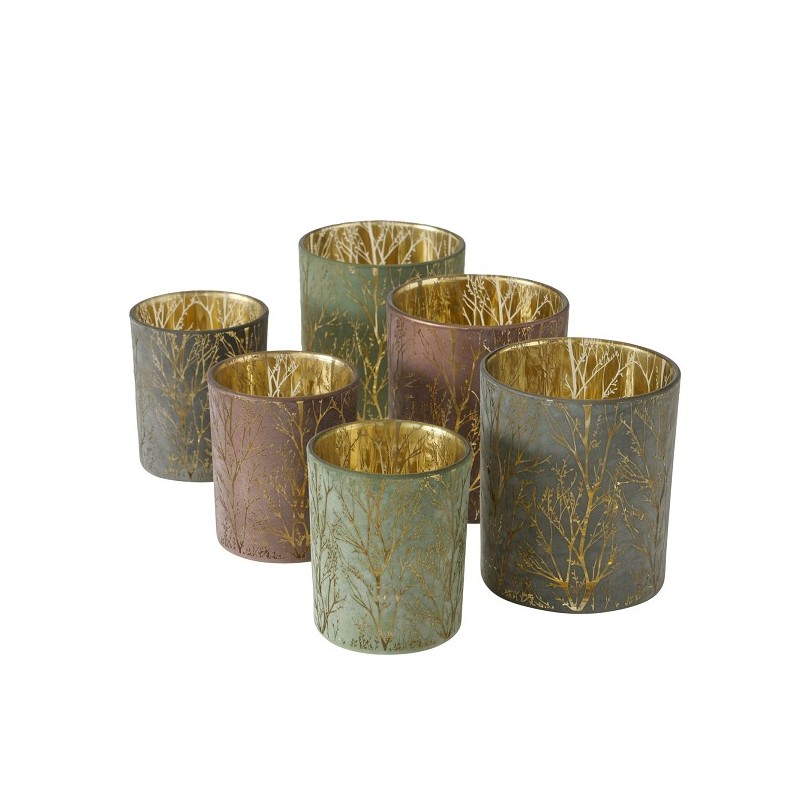 Boltze Home Ensemble de lampes à vent Astano verre 2 pièces 7x9/9x10cm