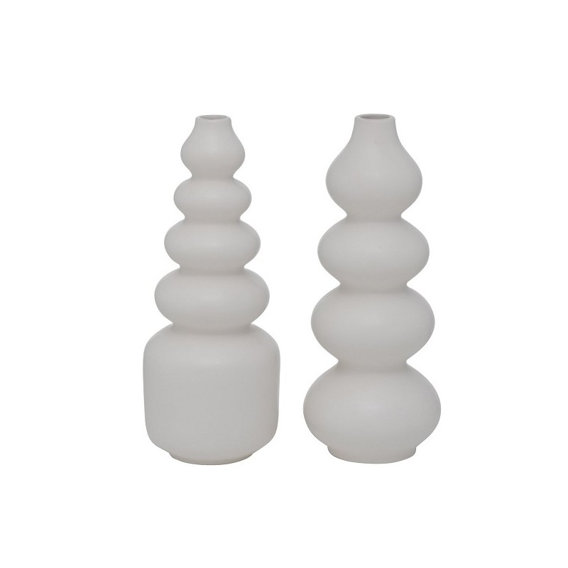 Boltze Home Vaas Brunila keramiek 12x30cm creme wit