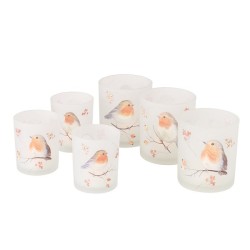 Boltze Home Ensemble de lampes à vent Ruby Robin verre 2 pièces 7x9/9x10cm