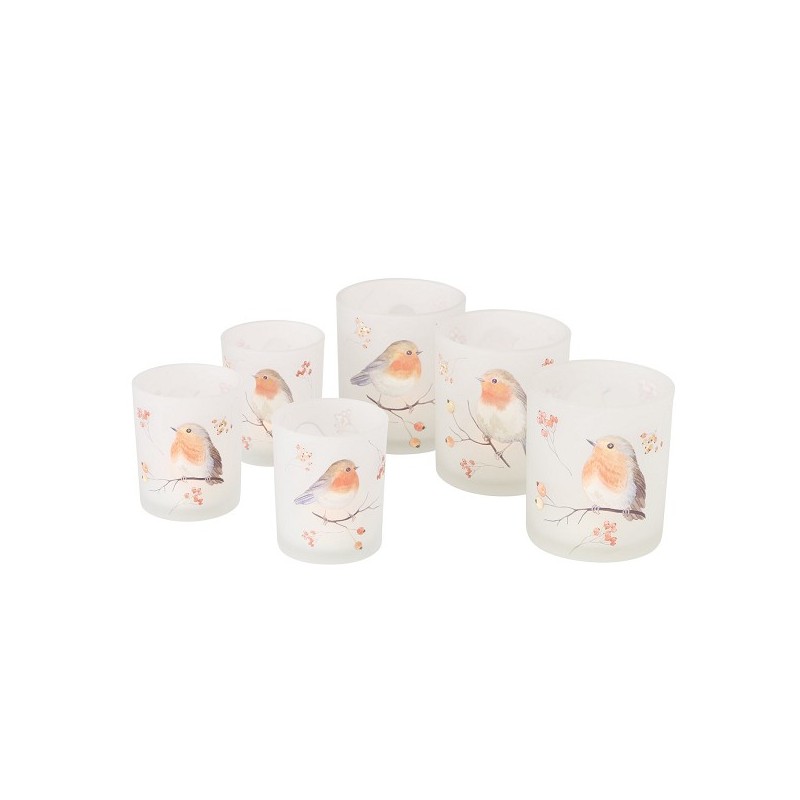 Boltze Home Ensemble de lampes à vent Ruby Robin verre 2 pièces 7x9/9x10cm