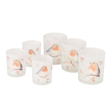 Boltze Home Ensemble de lampes à vent Ruby Robin verre 2 pièces 7x9/9x10cm