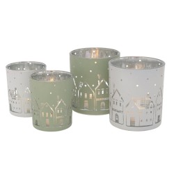 Boltze Home Ensemble de lampes à vent Nordy verre 2 pièces 7x9/9x10cm