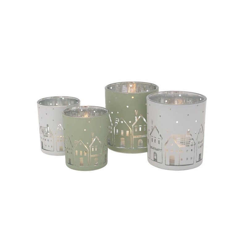 Boltze Home Ensemble de lampes à vent Nordy verre 2 pièces 7x9/9x10cm