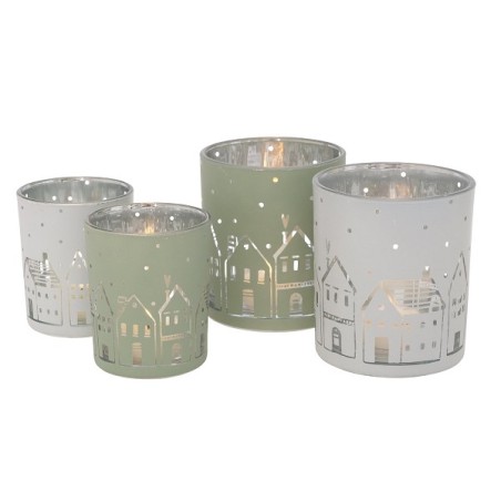 Boltze Home Ensemble de lampes à vent Nordy verre 2 pièces 7x9/9x10cm