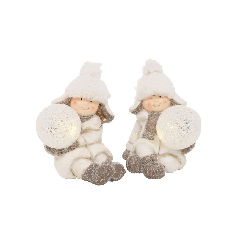 Boltze Home Image enfant en terre cuite avec chapeau LED 12x11x13cm (pile LR44 incluse)