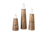 Boltze Home Kandelaarset Hotou 3-delig mangohout naturel Ø6x11/15/19cm