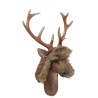 Boltze Home Objet mural Cerf Tobino avec chapeau marron - 21x45x62cm - Polyrésine et textile