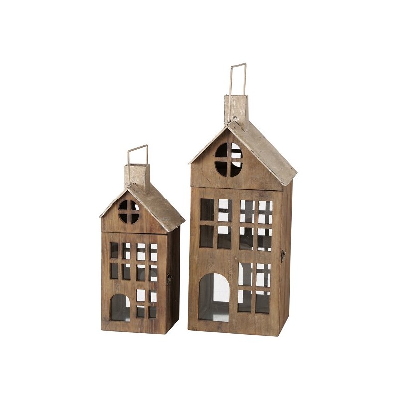 Boltze Home Lantaarn Marling 2-delig metaal 18x18x40/24x26x58cm