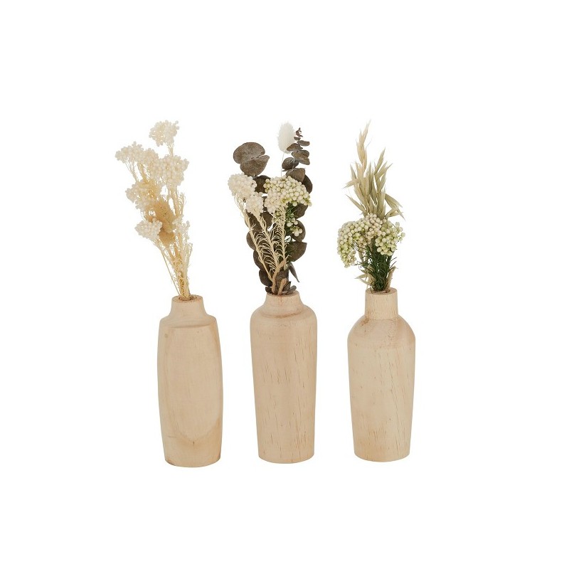 Boltze Home Vase Faya avec bouquet Ø6xh30cm bois