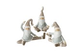 Boltze Home Figurine Paulito- Yoga Santa- 12x5x11cm- Polyrésine- beige/gris/blanc