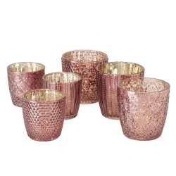 Boltze Home Ensemble de lampes à vent Patty 2 pièces 7,5x7,5 / 9x9cm verre rose