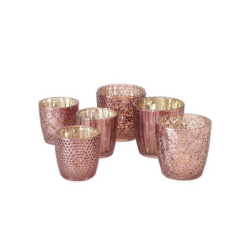 Boltze Home Ensemble de lampes à vent Patty 2 pièces 7,5x7,5 / 9x9cm verre rose