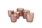 Boltze Home Ensemble de lampes à vent Patty 2 pièces 7,5x7,5 / 9x9cm verre rose