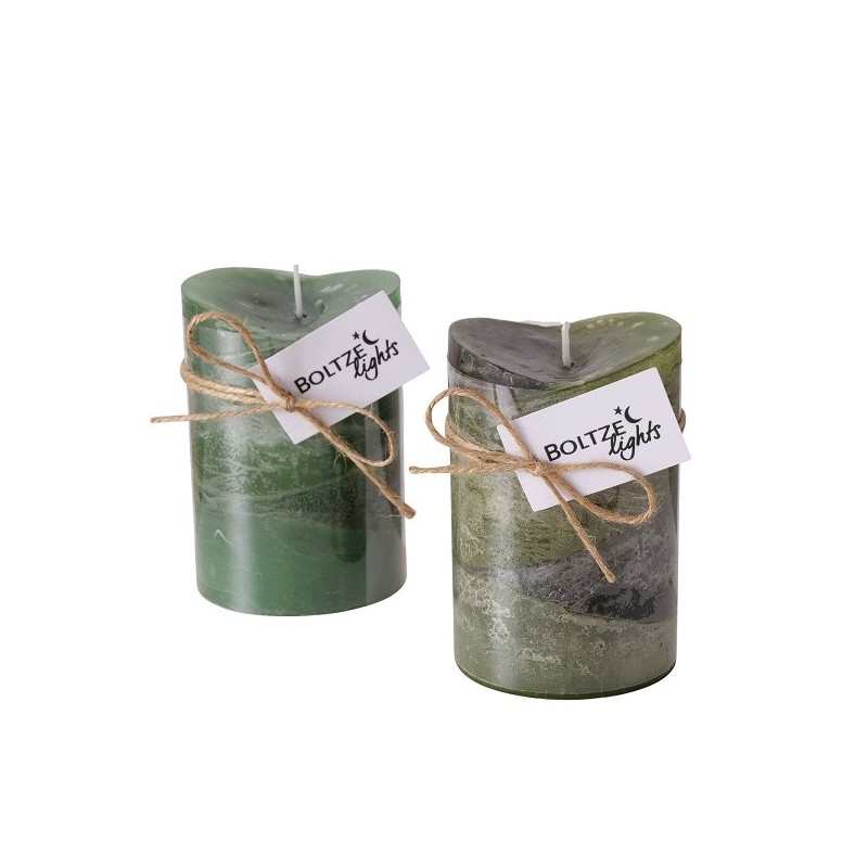Boltze Home Bougie pilier Gradienta Ø7x10cm vert paraffine