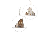Boltze Home Deco Hanger Houses huisjes in metalen ring Ø30cm metaal/hout LED ( exclusief batterij)