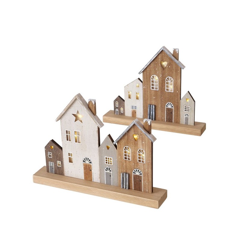 Boltze Home Deco Beeld Houses 23cm ( exclusief batterijen )