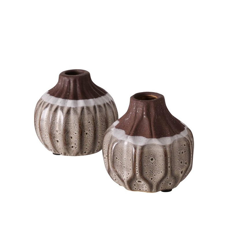 Boltze Home Vaas Malia 9x10cm Keramiek bruin