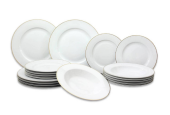 Service de vaisselle 18 pièces blanc avec bord doré