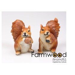 Statue de jardin écureuil mangeant du polystone 16x9x18cm