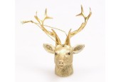 Hertenkop hangend polystone 10x8x9cm goud