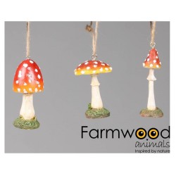 Pendentif déco champignon polystone 7cm