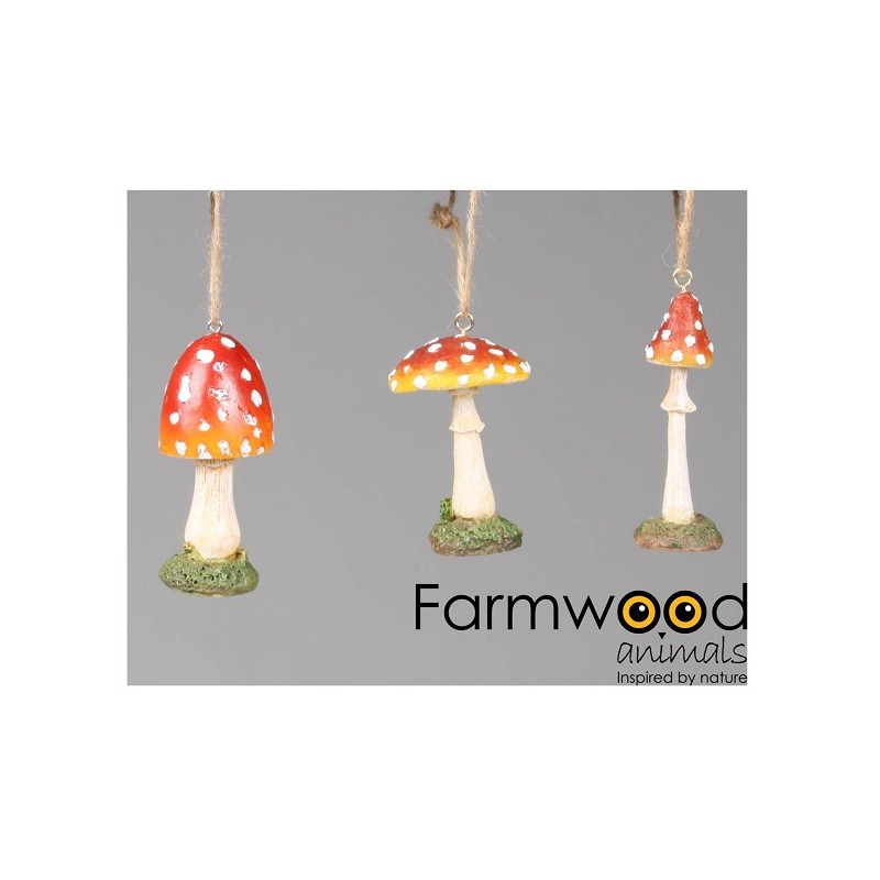 Pendentif déco champignon polystone 7cm