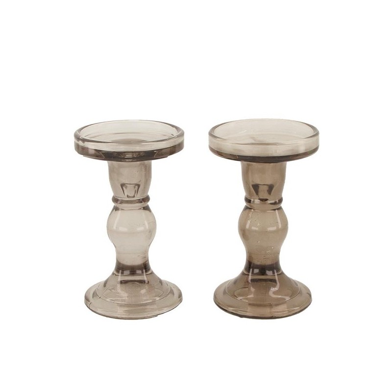 Dijk Natural Collections Bougeoir verre Ø8,5x14cm gris